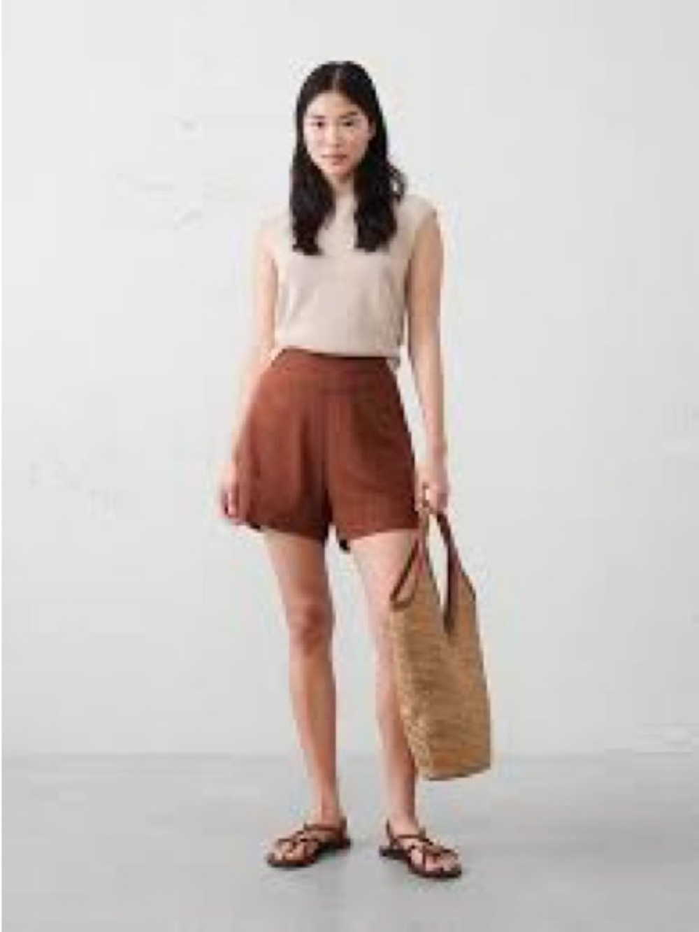 Banana Republic Rust Brown High-Rise Tailored Shorts